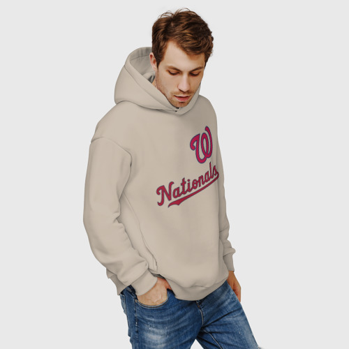 Мужское худи Oversize хлопок Washington Nationals - baseball, цвет миндальный - фото 7