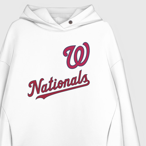 Женское худи Oversize хлопок Washington Nationals - baseball, цвет белый - фото 3