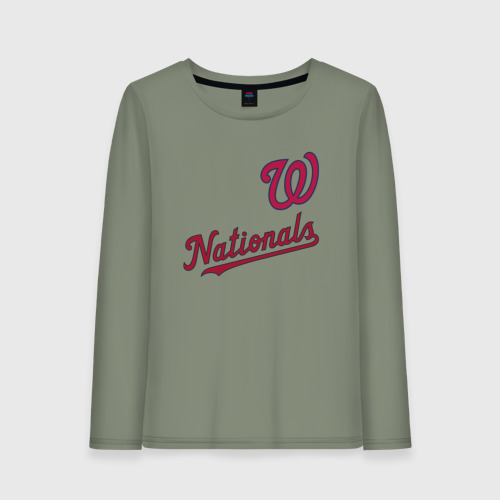 Женский лонгслив хлопок Washington Nationals - baseball, цвет авокадо