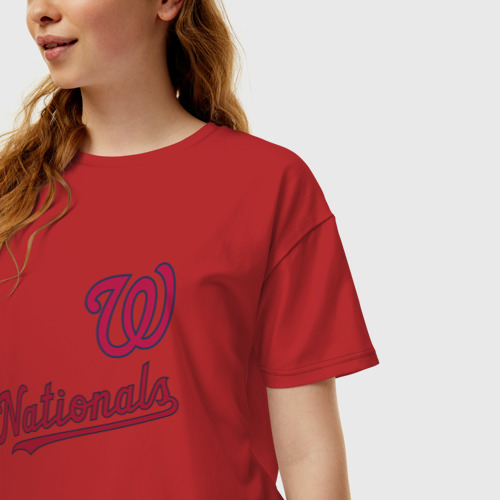 Женская футболка хлопок Oversize Washington Nationals - baseball, цвет красный - фото 3