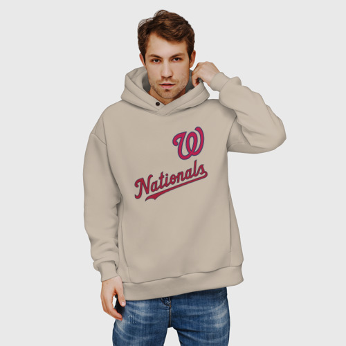 Мужское худи Oversize хлопок Washington Nationals - baseball, цвет миндальный - фото 3