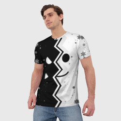 Мужская футболка 3D Новогодний geometry Dash smile 2022 - фото 2