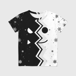 Детская футболка 3D Новогодний geometry Dash smile 2022