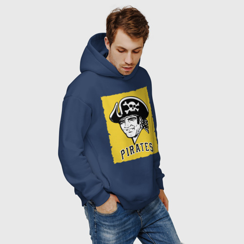 Мужское худи Oversize хлопок Pittsburgh Pirates baseball, цвет темно-синий - фото 7