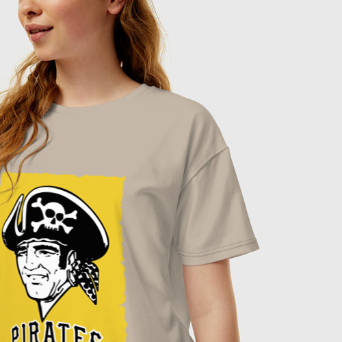 Женская футболка хлопок Oversize Pittsburgh Pirates baseball, цвет миндальный - фото 3