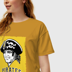 Женская футболка хлопок Oversize Pittsburgh Pirates baseball - фото 2