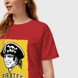 Женская футболка хлопок Oversize Pittsburgh Pirates baseball - фото 2