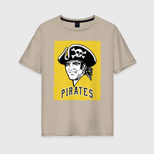 Женская футболка хлопок Oversize Pittsburgh Pirates baseball, цвет миндальный