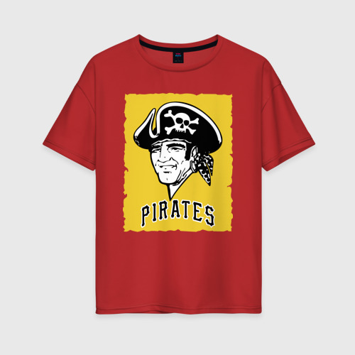 Женская футболка хлопок Oversize Pittsburgh Pirates baseball, цвет красный