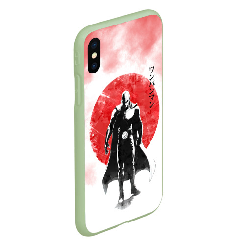 Чехол для iPhone XS Max матовый Сайтама красный дым One Punch-Man, цвет салатовый - фото 3