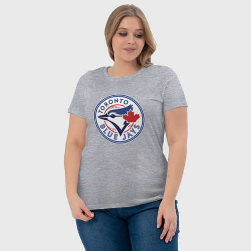 Женская футболка хлопок Toronto Blue Jays, цвет меланж - фото 6