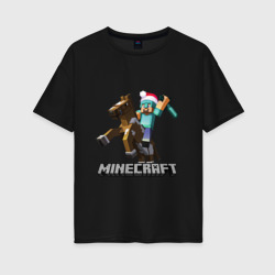 Женская футболка хлопок Oversize Minecraft новый год 2022 Майнкрафт