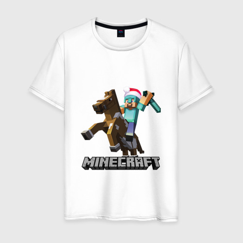 Мужская футболка из хлопка с принтом Minecraft новый год 2022 Майнкрафт, вид спереди №1