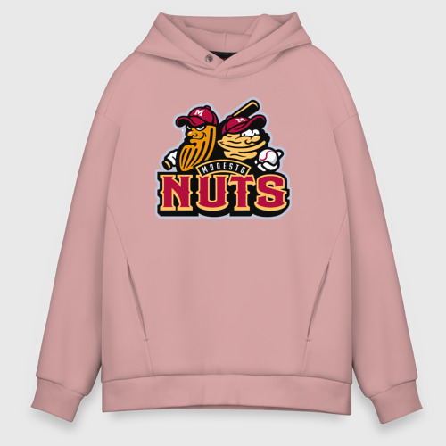 Мужское худи Oversize хлопок Modesto Nuts - baseball team, цвет пыльно-розовый