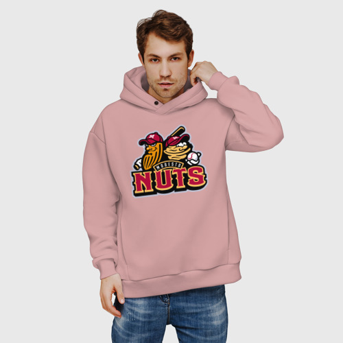 Мужское худи Oversize хлопок Modesto Nuts - baseball team, цвет пыльно-розовый - фото 3