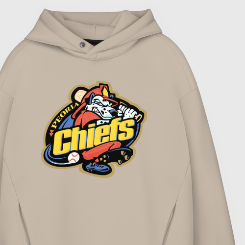 Мужское худи Oversize хлопок Peoria chiefs - baseball team, цвет миндальный - фото 4