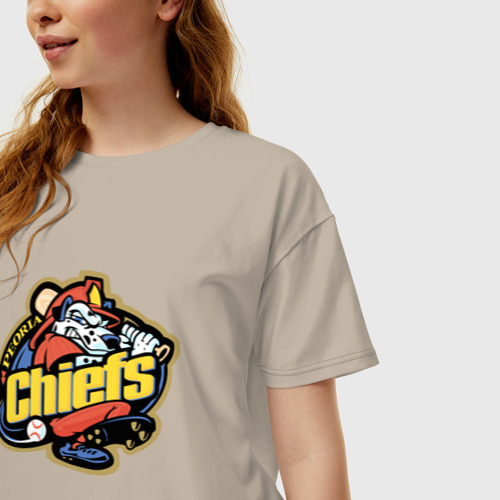 Женская футболка хлопок Oversize Peoria chiefs - baseball team, цвет миндальный - фото 3