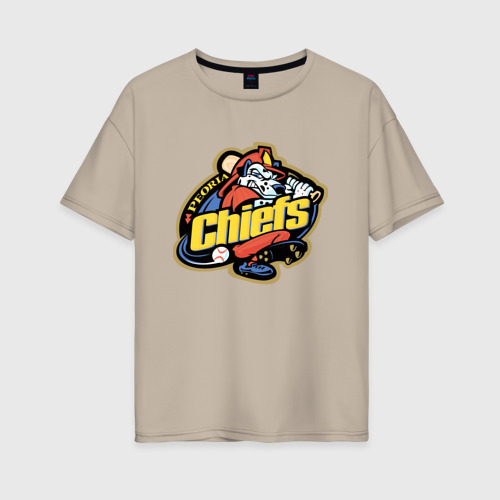 Женская футболка хлопок Oversize Peoria chiefs - baseball team, цвет миндальный