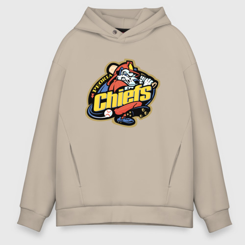 Мужское худи Oversize хлопок Peoria chiefs - baseball team, цвет миндальный