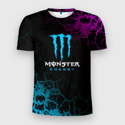 Мужская футболка 3D Slim Monster Energy Трещины