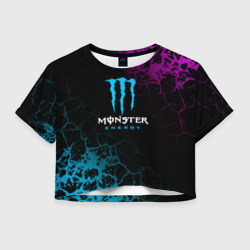 Женская футболка Crop-top 3D Monster Energy Трещины