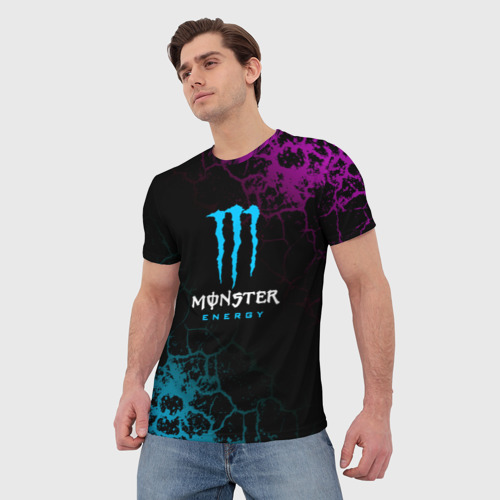 Мужская футболка 3D Monster Energy Трещины, цвет 3D печать - фото 3