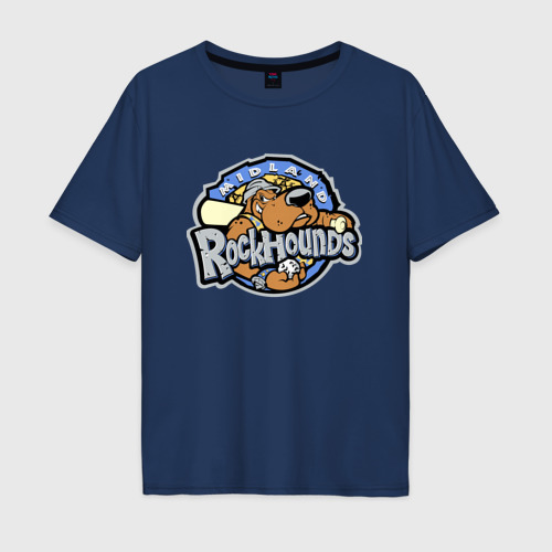 Мужская футболка хлопок Oversize Midland rockhounds - baseball team, цвет темно-синий