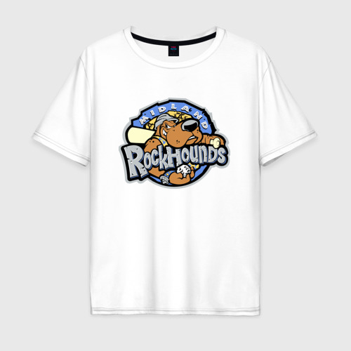 Мужская футболка оверсайз из хлопка с принтом Midland rockhounds - baseball team, вид спереди №1