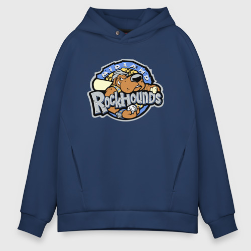 Мужское худи Oversize хлопок Midland rockhounds - baseball team, цвет темно-синий