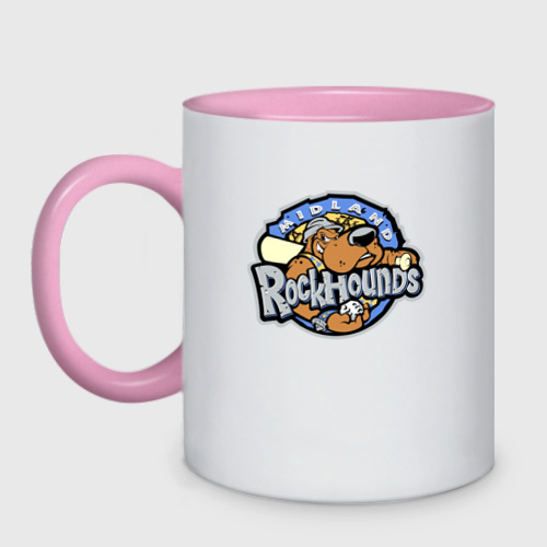 Кружка двухцветная Midland rockhounds - baseball team, цвет белый + розовый