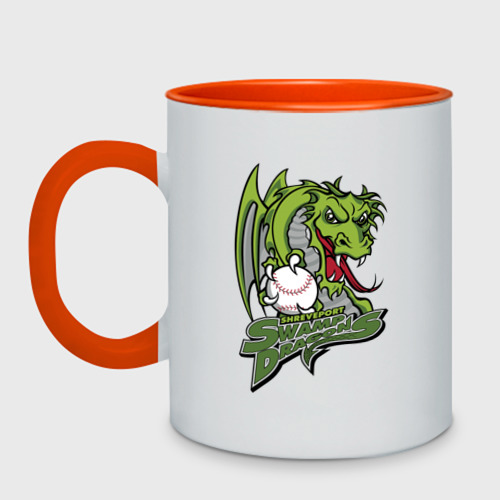 Кружка двухцветная Shreveport swamp dragons - baseball team, цвет белый + оранжевый