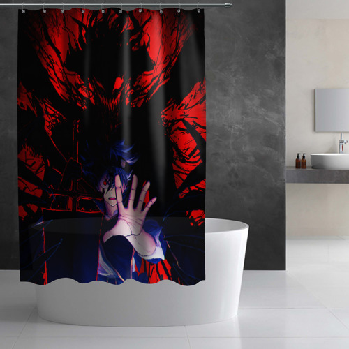 Штора 3D для ванной Аста и его черный демон клевер - фото 2