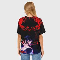 Женская футболка oversize 3D Аста и его черный демон клевер - фото 2