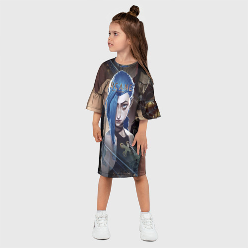 Детское платье 3D Аркей Джинкс, цвет 3D печать - фото 3