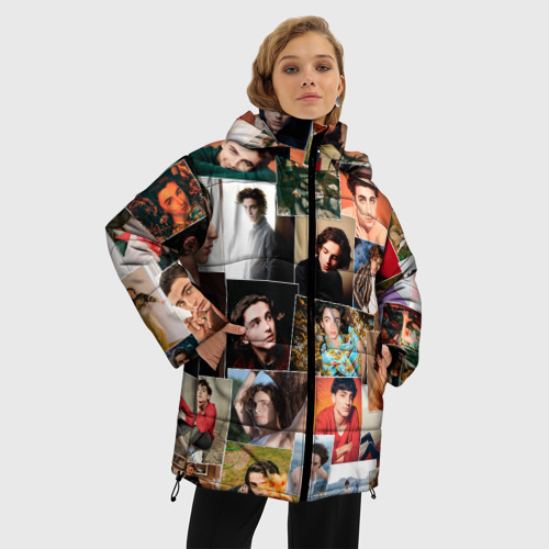 Женская зимняя куртка Oversize Тимоти цветной коллаж, цвет красный - фото 3