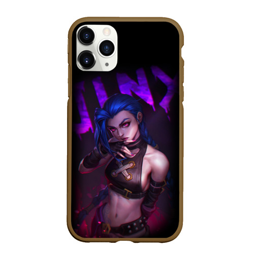 Чехол для iPhone 11 Pro Max матовый Jinx Arcane надпись league of Legends, цвет коричневый