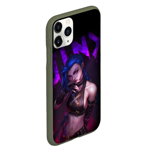 Чехол для iPhone 11 Pro матовый Jinx Arcane надпись league of Legends, цвет темно-зеленый - фото 3