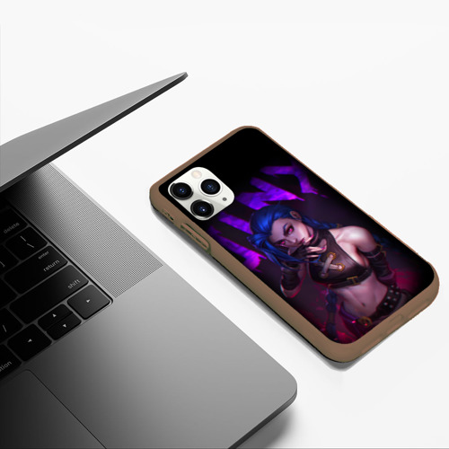 Чехол для iPhone 11 Pro Max матовый Jinx Arcane надпись league of Legends, цвет коричневый - фото 5