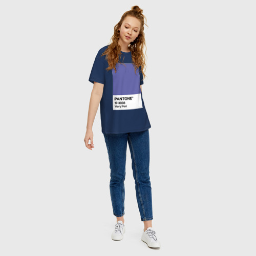 Женская футболка хлопок Oversize Цвет Pantone 2022 года - Very Peri, цвет темно-синий - фото 5