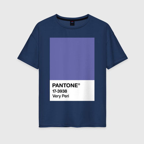 Женская футболка хлопок Oversize Цвет Pantone 2022 года - Very Peri, цвет темно-синий