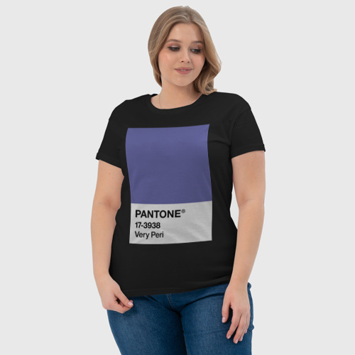 Женская футболка хлопок Цвет Pantone 2022 года - Very Peri, цвет черный - фото 6