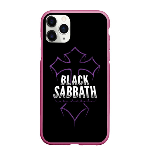 Чехол для iPhone 11 Pro Max матовый Black Sabbat Cross, цвет малиновый