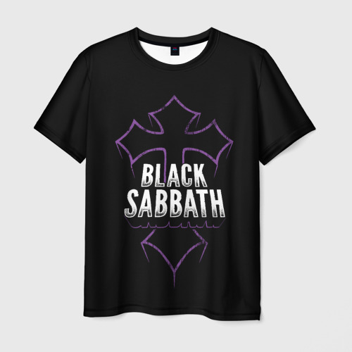 Мужская футболка с принтом Black Sabbat Cross, вид спереди №1