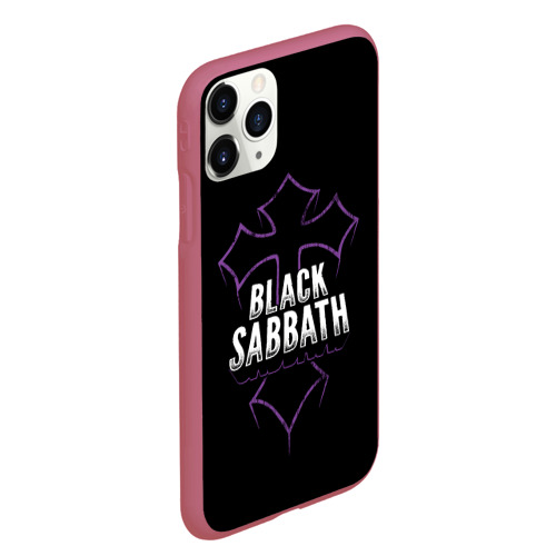 Чехол для iPhone 11 Pro Max матовый Black Sabbat Cross, цвет малиновый - фото 3