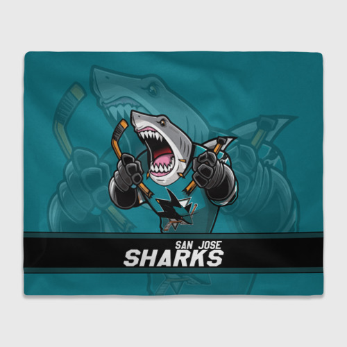 Плед с принтом San Jose Sharks, Сан Хосе Шаркс, вид спереди №1