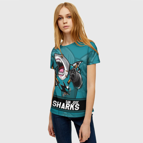 Женская футболка 3D San Jose Sharks, Сан Хосе Шаркс, цвет 3D печать - фото 3