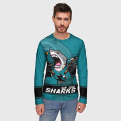 Мужской лонгслив 3D San Jose Sharks, Сан Хосе Шаркс - фото 2