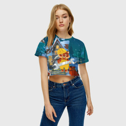 Женская футболка Crop-top 3D Тигр - ремонтник - фото 2