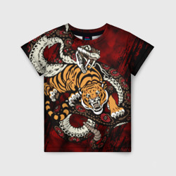 Детская футболка 3D Тигр со Змеёй 2022