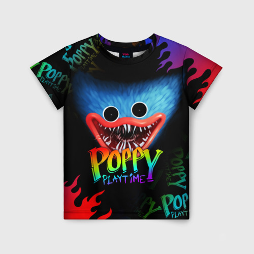 Детская футболка с принтом Poppy Playtime Хаги Ваги: я тебя поймал, вид спереди №1